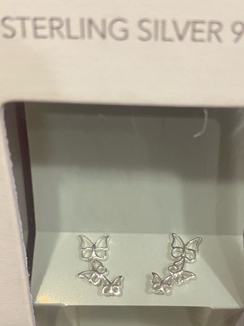 Sterling Silver 925 Butterfly post Earrings. NWT NIP
